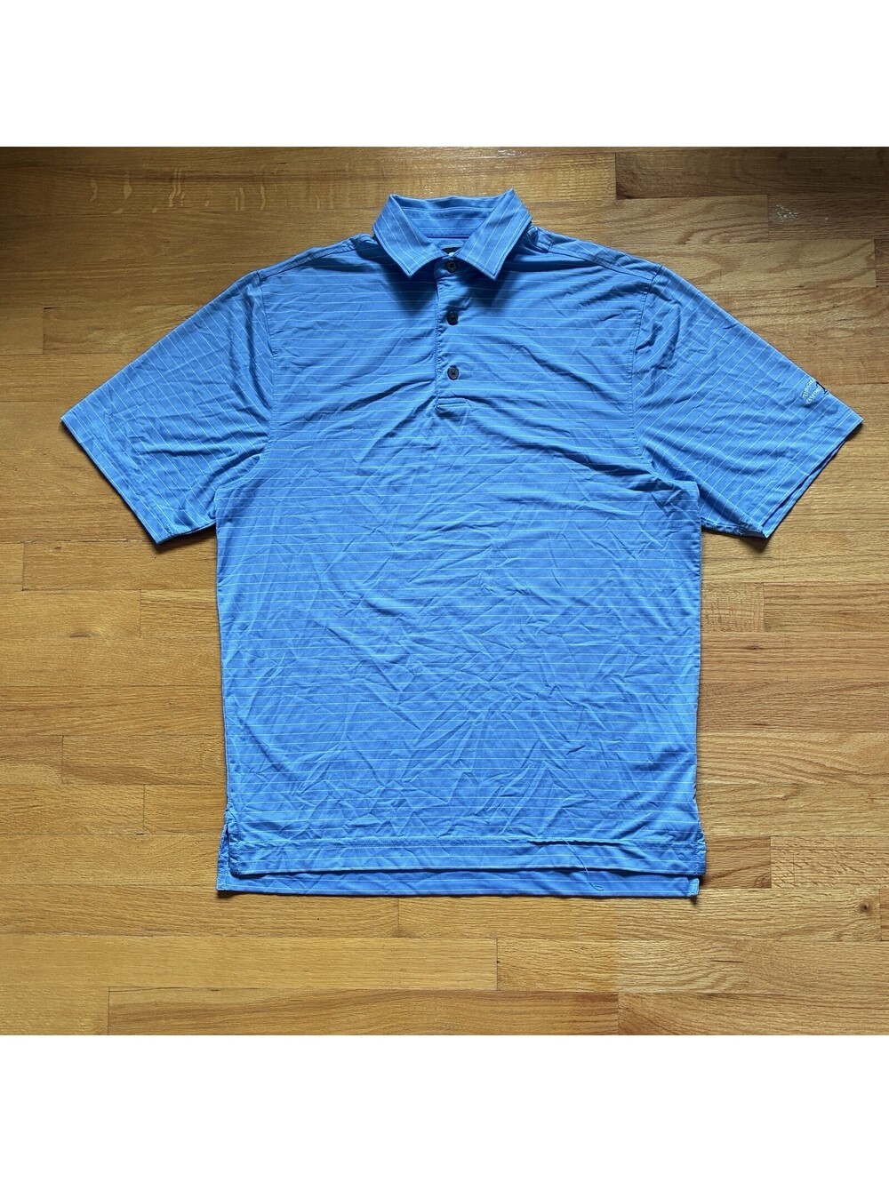 FootJoy Oxford Greens Blue Striped Performance Golf Polo Shirt Men’s Medium